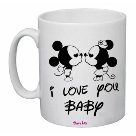tazza mug 8x10 scritta i love you baby topolino san valentino amore regalo