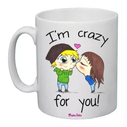 tazza mug 8x10 scritta i'm crazy for you idea regalo san valentino uomo donna