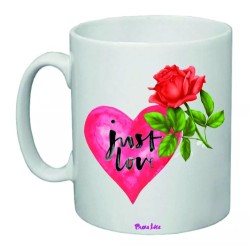tazza mug 8x10 scritta just love cuore rosa idea regalo san valentino amore
