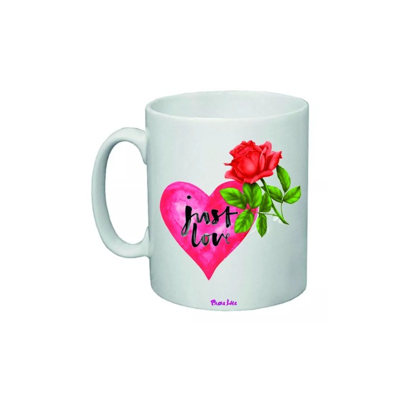 tazza mug 8x10 scritta just love cuore rosa idea regalo san valentino amore