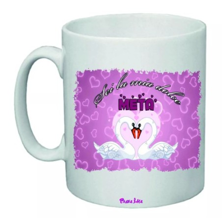 tazza mug 8x10 scritta sei la mia dolce meta' idea regalo san valentino cigni