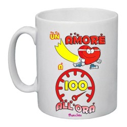 tazza mug 8x10 scritta un amore a 100 all'ora idea regalo san valentino