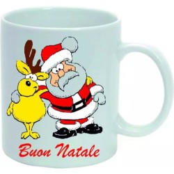 TAZZA MUG ceramica CM 8 X 10 CON FRASE buon natale BABBO NATALE