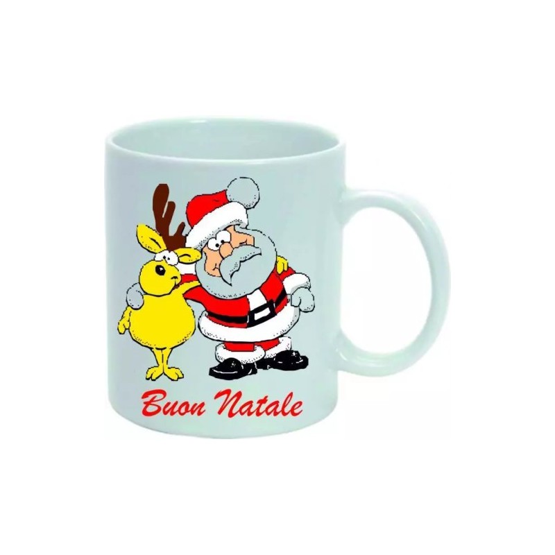 TAZZA MUG ceramica CM 8 X 10 CON FRASE buon natale BABBO NATALE