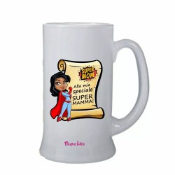 bicchiere birra scritta alla mia speciale super mamma festa regalo compleanno