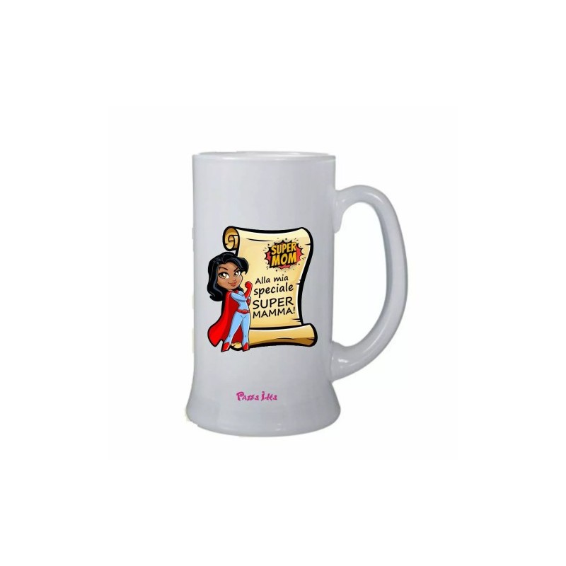 bicchiere birra scritta alla mia speciale super mamma festa regalo compleanno
