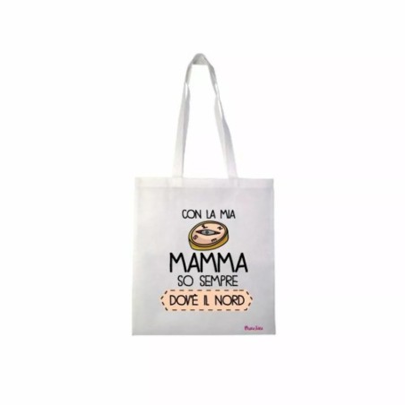 borsa 36x40 scritta con la mia mamma so sempre dov'e il nord festa compleanno