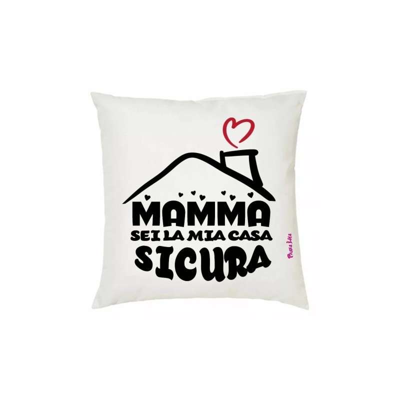 cuscino 40x40 scritta mamma sei la mia casa sicura festa figli regalo auguri