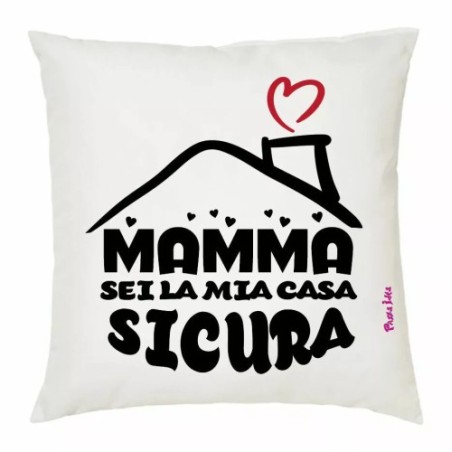 cuscino 40x40 scritta mamma sei la mia casa sicura festa figli regalo auguri