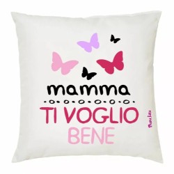 cuscino 40x40 scritta mamma ti voglio bene festa figli regalo auguri farfalle