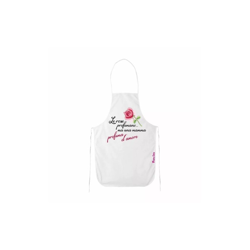 grembiule bianco cucina scritta rose mamma amore regalo festa compleanno