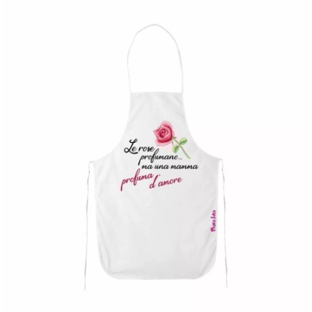 grembiule bianco cucina scritta rose mamma amore regalo festa compleanno