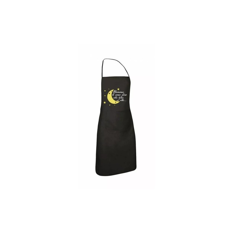 grembiule nero cucina scritta mamma ti amo fino la luna regalo festa figli