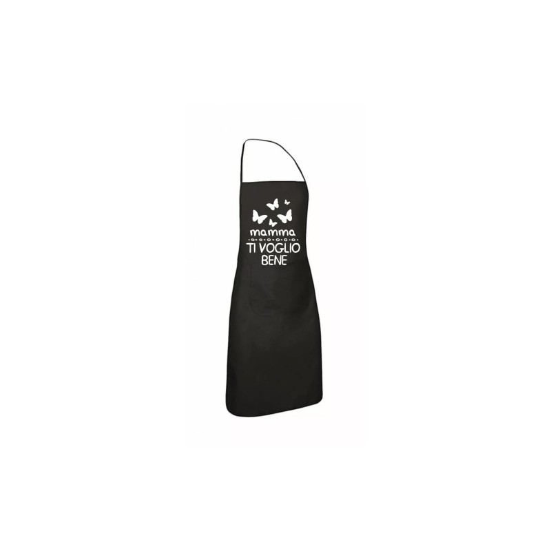 grembiule nero cucina scritta mamma ti voglio bene regalo festa figli farfalle