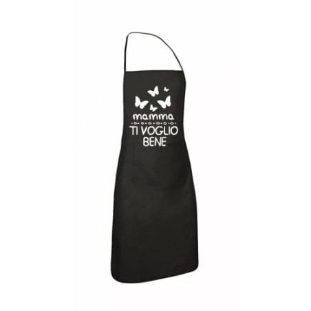 grembiule nero cucina scritta mamma ti voglio bene regalo festa figli farfalle