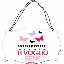 targa legno 10,4X16,9 scritta mamma ti voglio bene festa auguri regalo