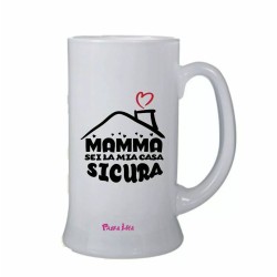 bicchiere birra vetro scritta mamma la mia casa sicura festa regalo compleanno
