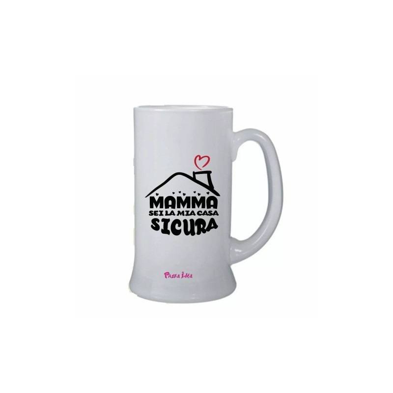 bicchiere birra vetro scritta mamma la mia casa sicura festa regalo compleanno