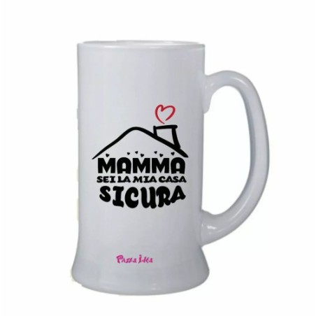 bicchiere birra vetro scritta mamma la mia casa sicura festa regalo compleanno