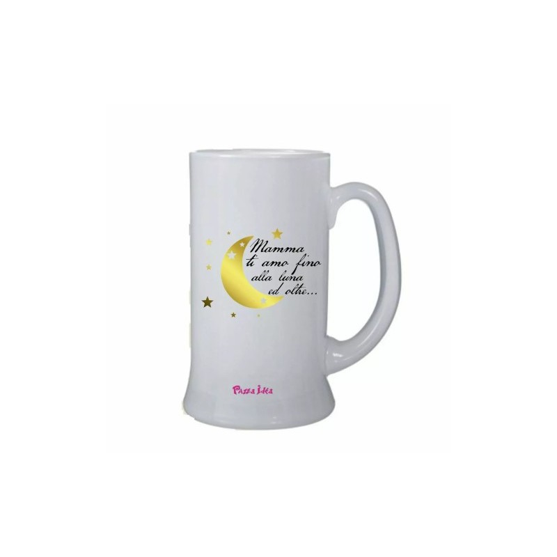 bicchiere birra vetro scritta mamma ti amo fino alla luna festa regalo compleann