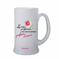 bicchiere birra vetro scritta rose profumano mamma amore festa regalo compleanno