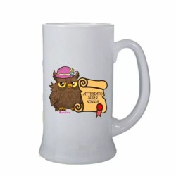 boccale birra bicchiere scritta attestato super nonna idea regalo gufo gufetta