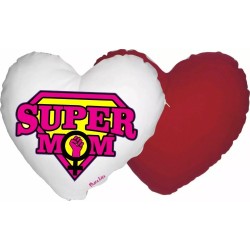 cuscino 40x40 forma cuore scritta super mom festa della mamma regalo compleanno