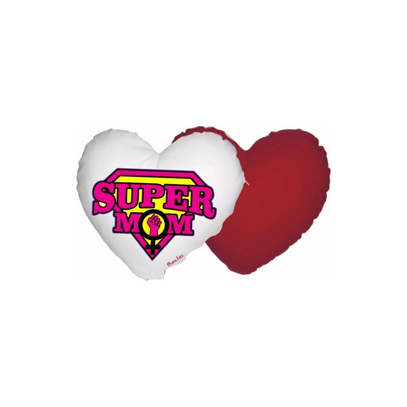 cuscino 40x40 forma cuore scritta super mom festa della mamma regalo compleanno