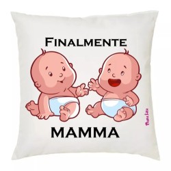 cuscino 40x40 scritta finalmente mamma regalo compleanno festa figli gemelli