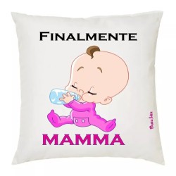 cuscino 40x40 scritta finalmente mamma regalo compleanno festa figlia bambina