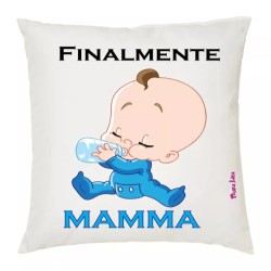 cuscino 40x40 scritta finalmente mamma regalo compleanno festa figlio bambino