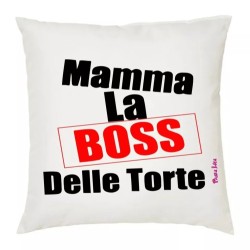 cuscino 40x40 scritta mamma la boss delle torte idea regalo compleanno festa