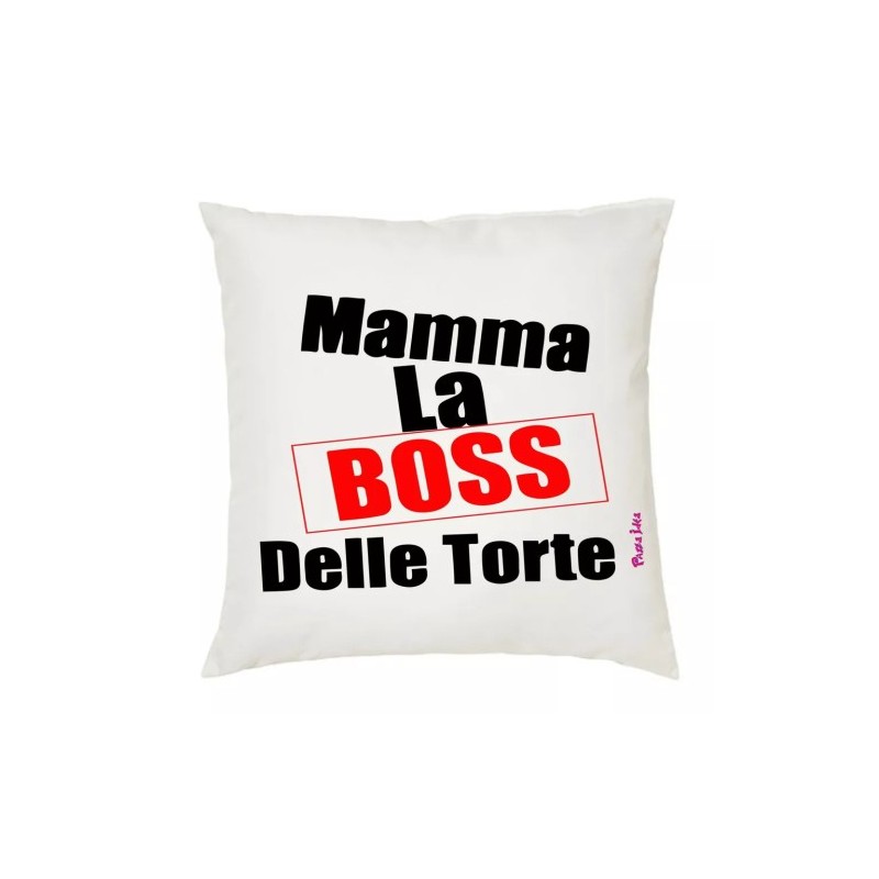 cuscino 40x40 scritta mamma la boss delle torte idea regalo compleanno festa