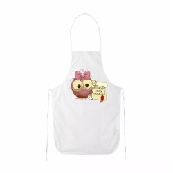 grembiule bianco cucina scritta attestato super mamma gufo gufetta regalo