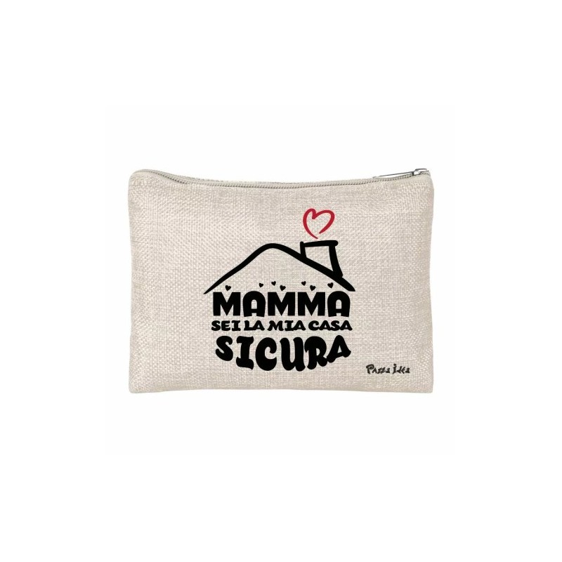 pochette bustina porta oggetti scritta mamma casa sicura festa regalo compleanno