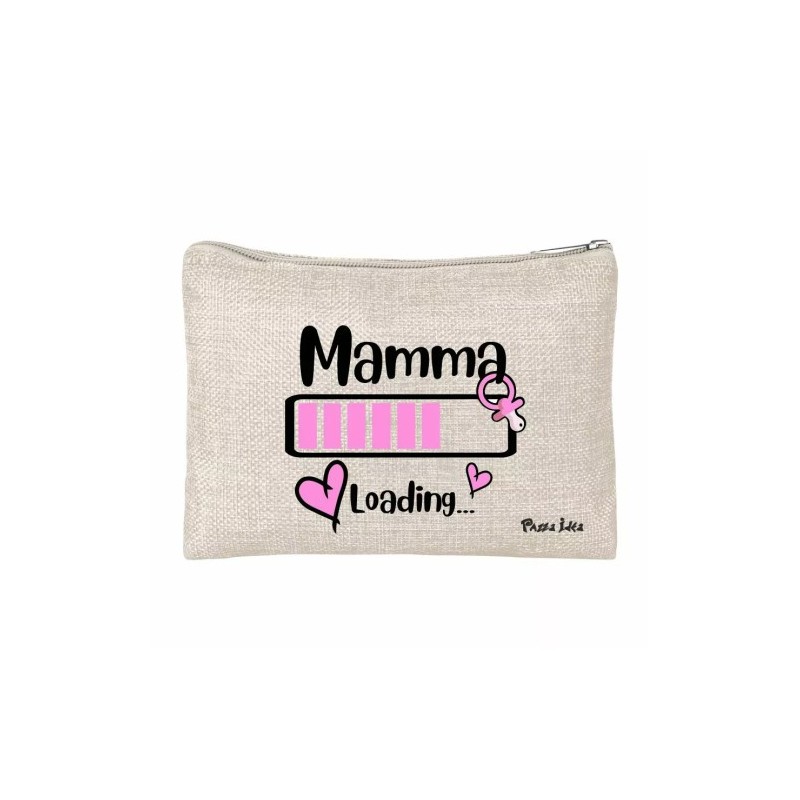 pochette bustina porta oggetti scritta mamma loading festa regalo compleanno