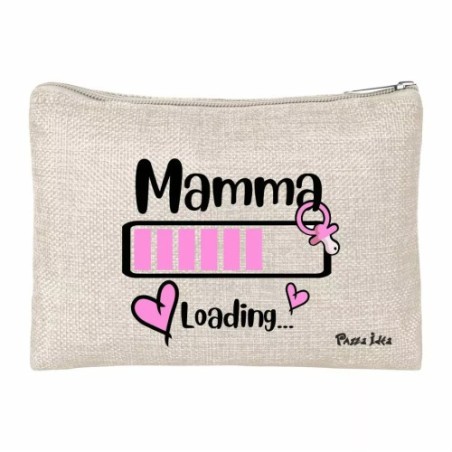 pochette bustina porta oggetti scritta mamma loading festa regalo compleanno