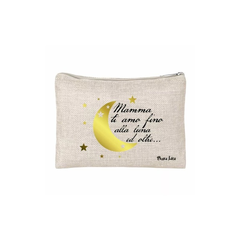 pochette bustina porta oggetti scritta mamma ti amo luna festa regalo compleanno