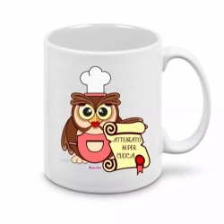 tazza mug 8x10 scritta attestato super cuoca gufo gufetta idea regalo