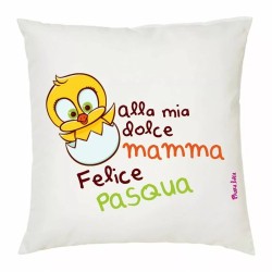 cuscino 40x40 cm scritta alla mia dolce mamma felice pasqua regalo pulcino