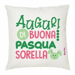 cuscino 40x40 con imbottitura scritta auguri di buona pasqua sorella regalo