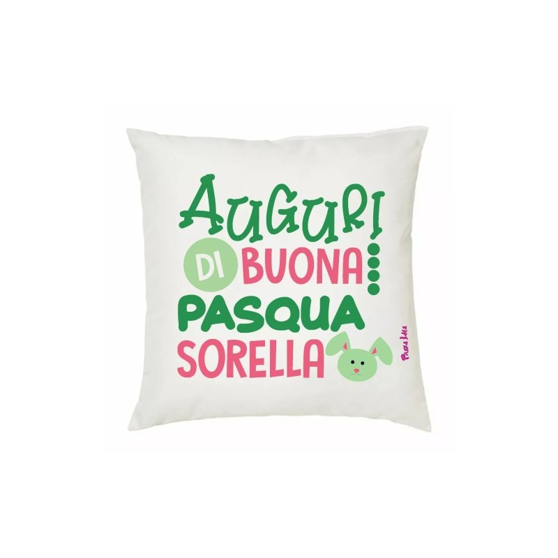 cuscino 40x40 con imbottitura scritta auguri di buona pasqua sorella regalo