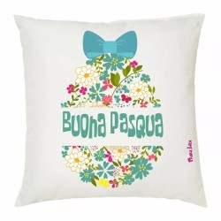 cuscino 40x40 scritta buona pasqua regalo parenti famigliari amici uovo azzurro
