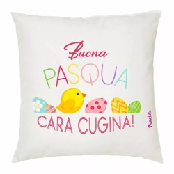 cuscino con imbottitura 40x40 cm scritta buona pasqua cara cugina regalo