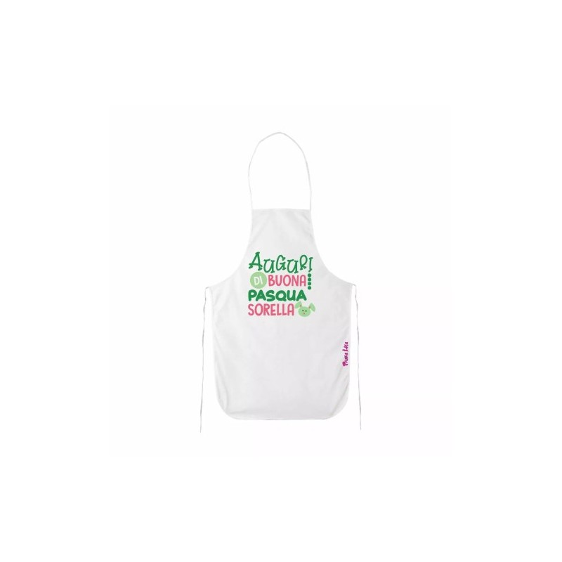 grembiule bianco cucina scritta auguri di buona pasqua sorella regalo