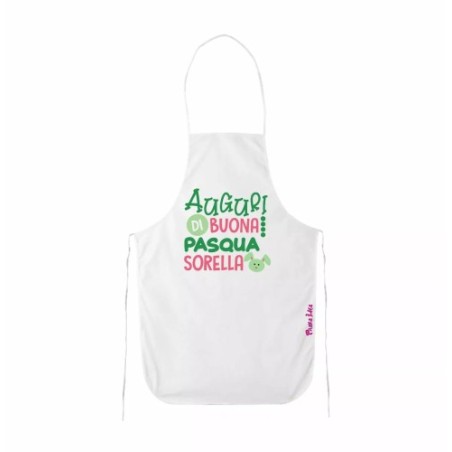 grembiule bianco cucina scritta auguri di buona pasqua sorella regalo