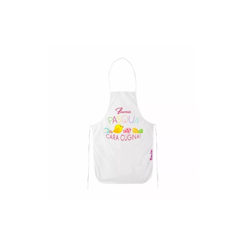 grembiule bianco cucina scritta buona pasqua cara cugina regalo cugini