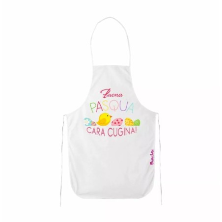 grembiule bianco cucina scritta buona pasqua cara cugina regalo cugini