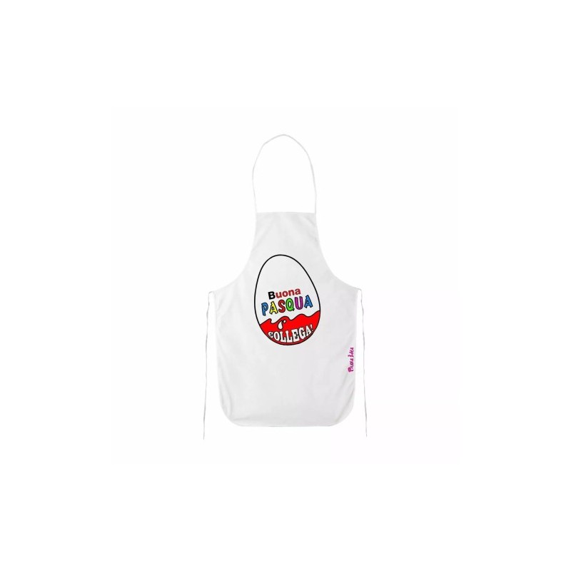 grembiule bianco cucina scritta buona pasqua collega regalo uovo