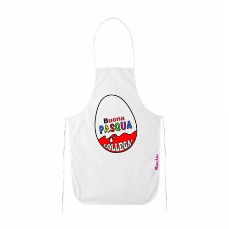 grembiule bianco cucina scritta buona pasqua collega regalo uovo